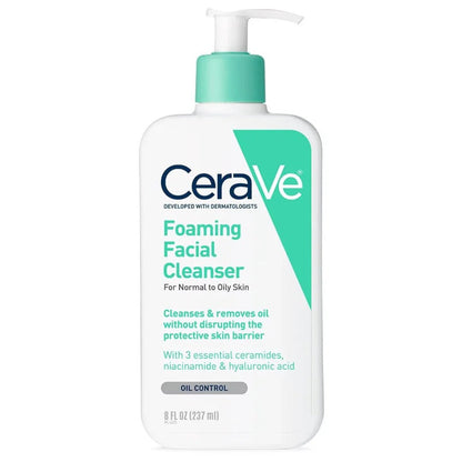 CeraVe Foaming Facial Cleanser 237ml | Oil Control Face Wash for Normal to Oily Ski