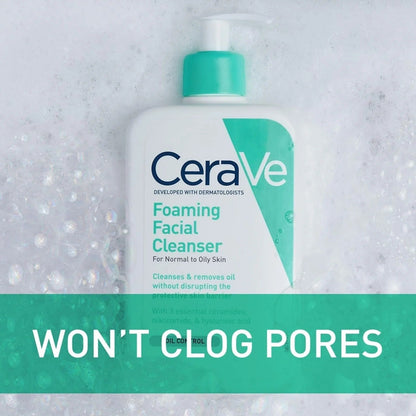 CeraVe Foaming Facial Cleanser 237ml | Oil Control Face Wash for Normal to Oily Ski