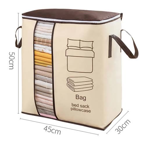 Folding Storage Bag Organizer | Non-Woven Clothes & Blanket Storage with Transparent Window