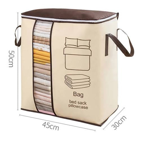 Folding Storage Bag Organizer | Non-Woven Clothes & Blanket Storage with Transparent Window