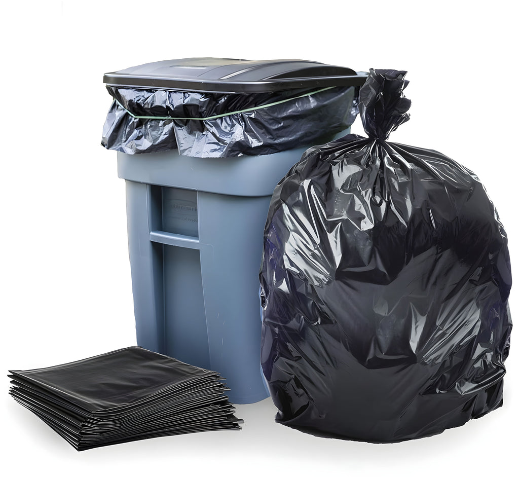 32 Black Garbage Bags Roll – Leak Proof, Heavy Duty Disposable Trash Bags for Dustbin, Diapers, Waste & Storage, Portable Plastic Bin Bags