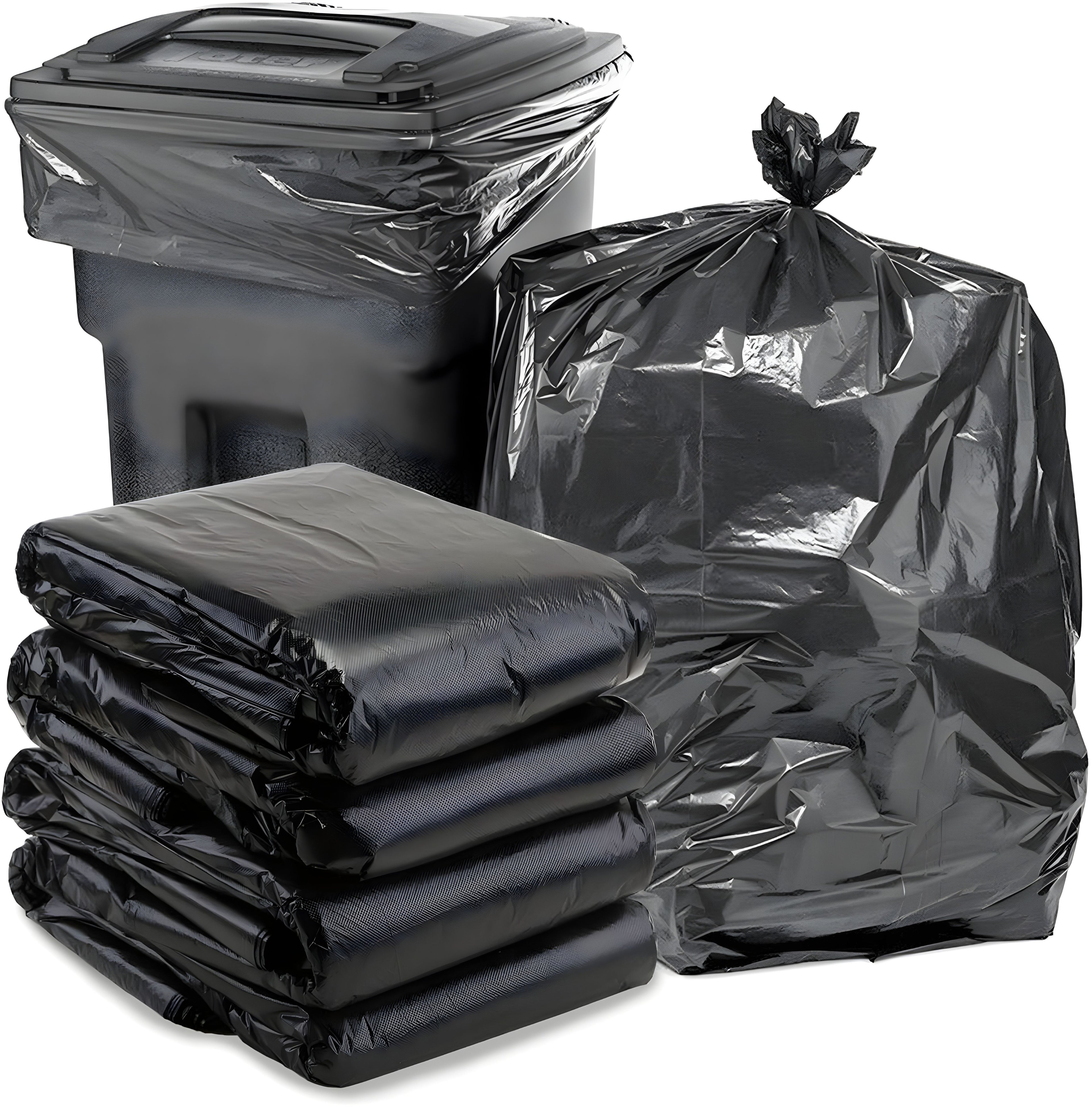32 Black Garbage Bags Roll – Leak Proof, Heavy Duty Disposable Trash Bags for Dustbin, Diapers, Waste & Storage, Portable Plastic Bin Bags