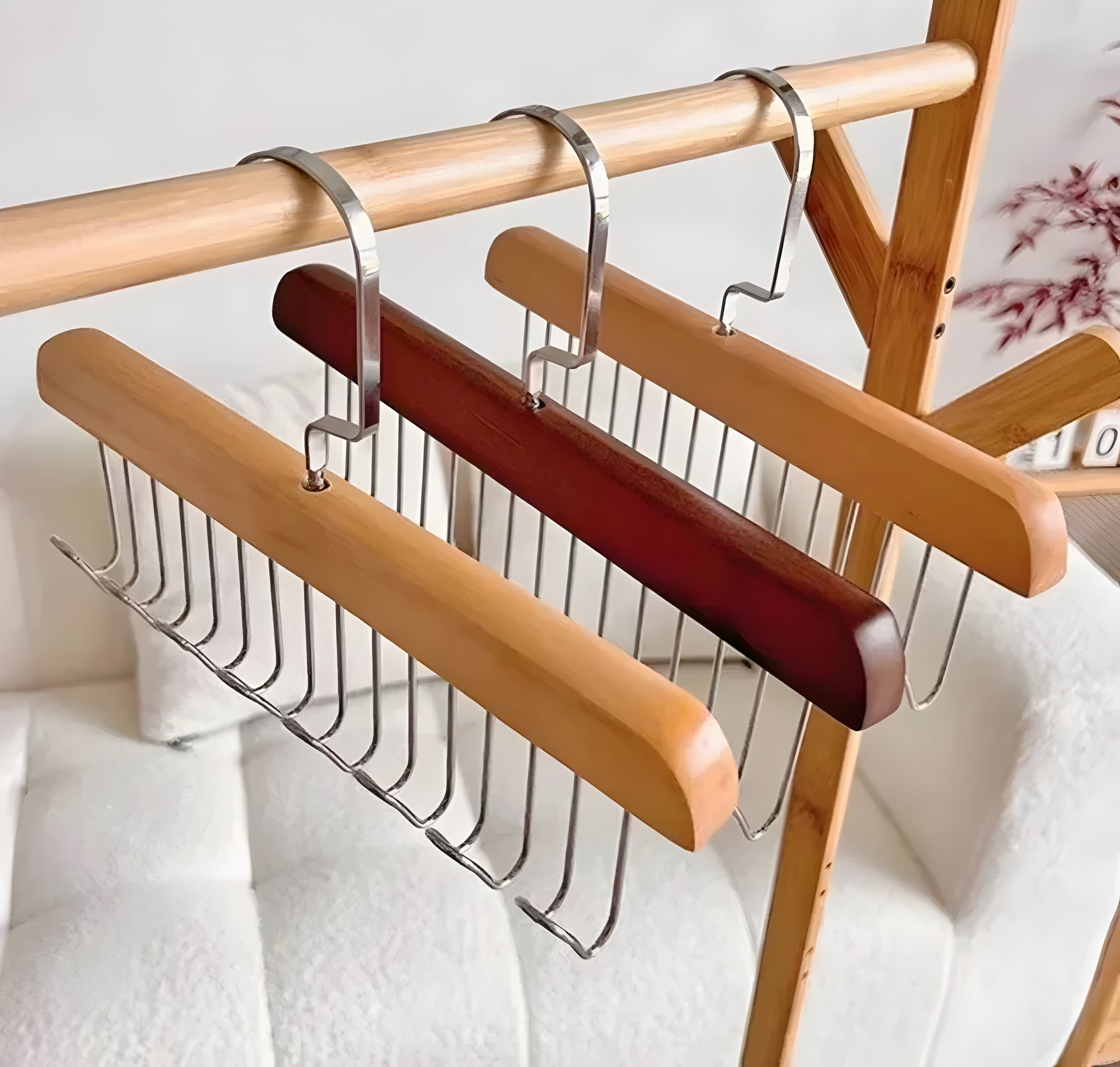 8 Hooks Multi-Function Wooden Hanger | Space-Saving Organizer for Caps, Belts, Ties & Accessories