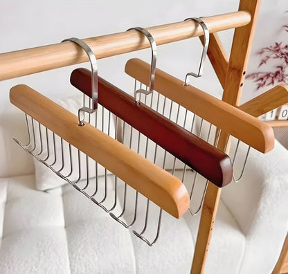 8 Hooks Multi-Function Wooden Hanger | Space-Saving Organizer for Caps, Belts, Ties & Accessories