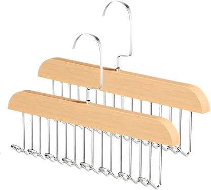 8 Hooks Multi-Function Wooden Hanger | Space-Saving Organizer for Caps, Belts, Ties & Accessories