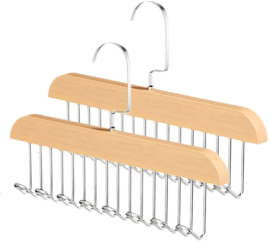 8 Hooks Multi-Function Wooden Hanger | Space-Saving Organizer for Caps, Belts, Ties & Accessories