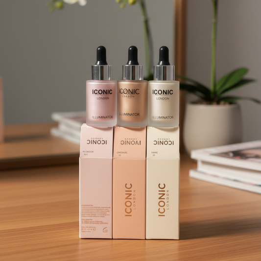 Iconic London Illuminator Highlighter Drops | Ultra Glow Liquid Highlighter for Radiant & Luminous Skin (Golden, Pink & Silver)
