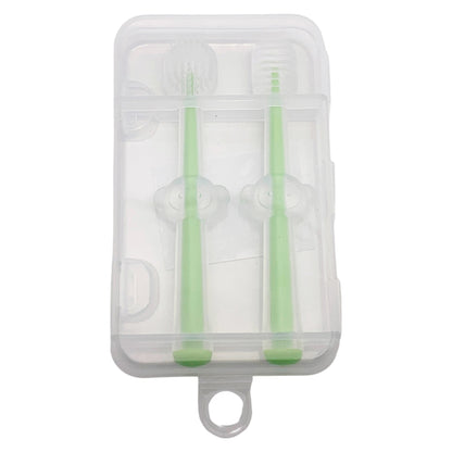 Baby Silicone Toothbrush & Tongue Cleaner (Pack of 2) | Soft Infant Oral Care Set with Storage Box