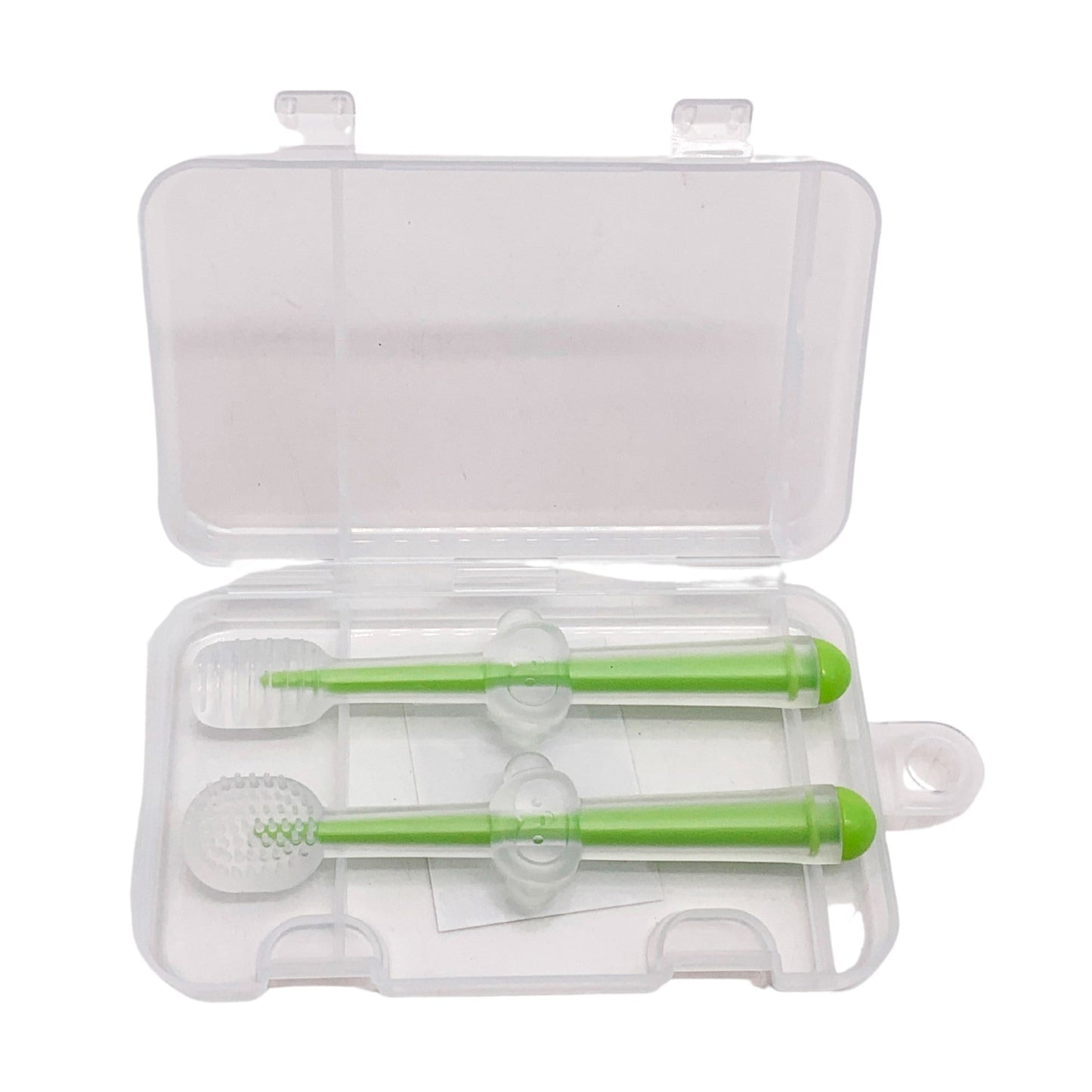 Baby Silicone Toothbrush & Tongue Cleaner (Pack of 2) | Soft Infant Oral Care Set with Storage Box