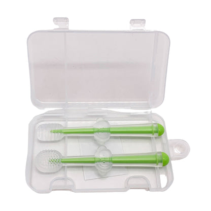 Baby Silicone Toothbrush & Tongue Cleaner (Pack of 2) | Soft Infant Oral Care Set with Storage Box