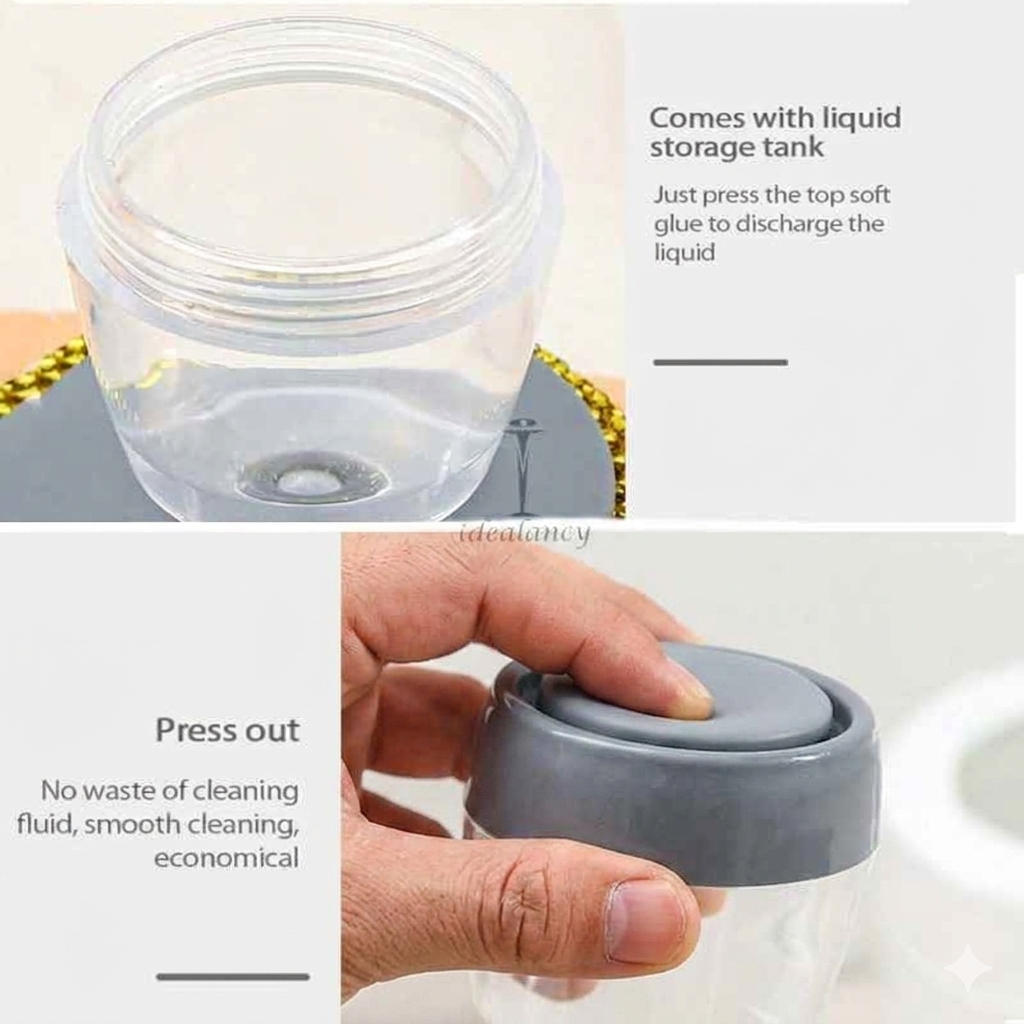 Kitchen Soap Dispensing Palm Brush | Squeeze Liquid Dishwashing Scrubber with Soap Reservoir