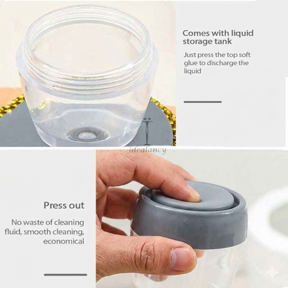 Kitchen Soap Dispensing Palm Brush | Squeeze Liquid Dishwashing Scrubber with Soap Reservoir