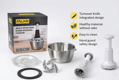 Large 2L Manual Food Chopper & Meat Mincer | Hand-Press Vegetable Cutter, Garlic Crusher & Fruit Processor