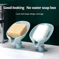 Leaf Shape Self-Draining Soap Holder | 45° Slanted Soap Dish with Strong Suction Base