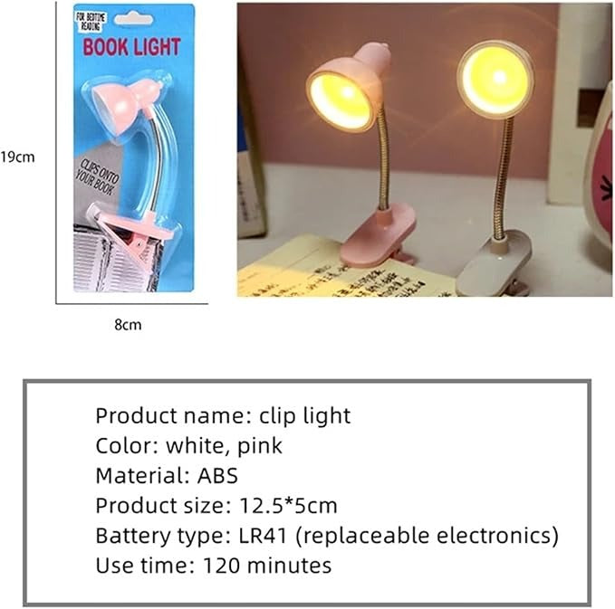 Mini Book Light with Clip | Retro LED Reading Lamp with 360° Flexible Gooseneck (Portable Night Study Light)