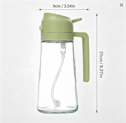2-in-1 Oil Spray Bottle | Adjustable Mist & Dispenser | 470ml Leak-Proof Glass Container | For Cooking, BBQ, Baking & Air Fryer 470ml