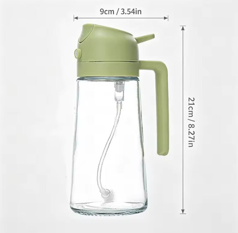 2-in-1 Oil Spray Bottle | Adjustable Mist & Dispenser | 470ml Leak-Proof Glass Container | For Cooking, BBQ, Baking & Air Fryer 470ml