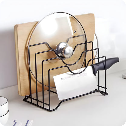 Multi-Functional Kitchen Cutting Board & Pot Lid Organizer Rack | Space-Saving Storage Stand