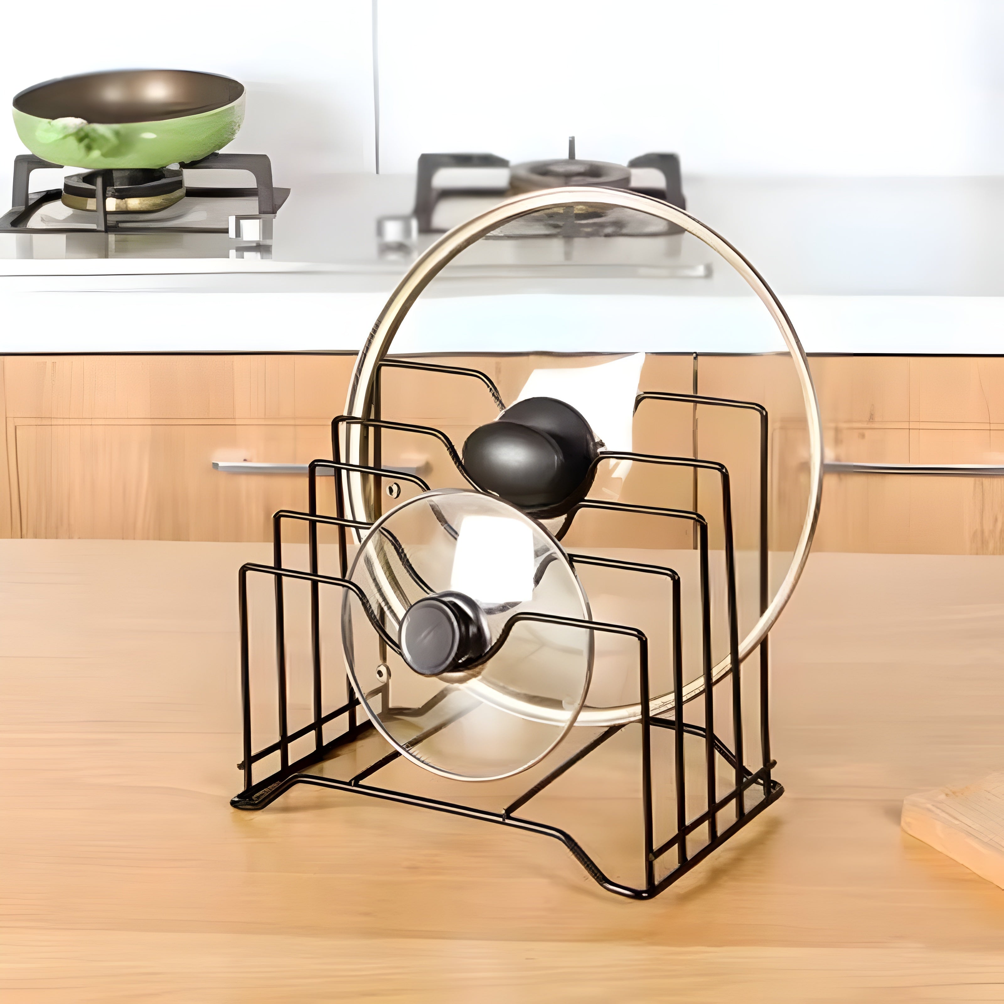 Multi-Functional Kitchen Cutting Board & Pot Lid Organizer Rack | Space-Saving Storage Stand