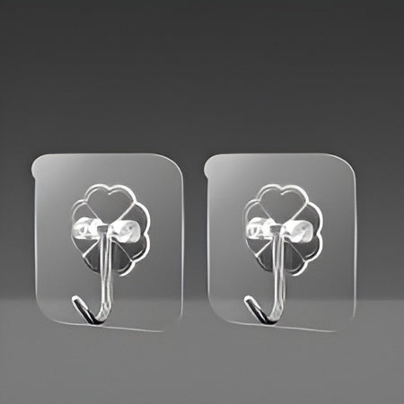 Pack of 10 Transparent Self-Adhesive Wall Hooks | Strong Hold No-Drill Damage-Free Hooks