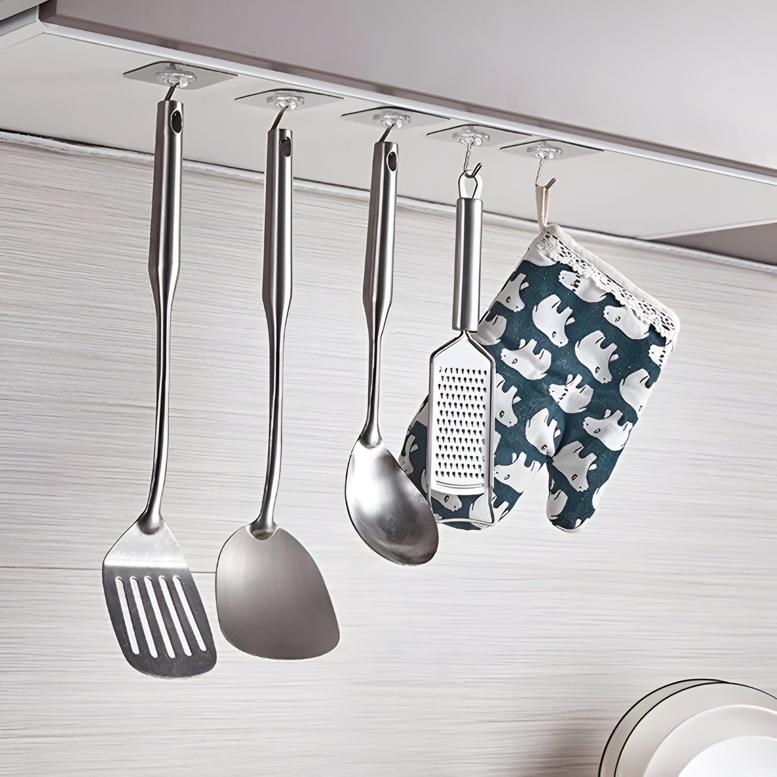 Pack of 10 Transparent Self-Adhesive Wall Hooks | Strong Hold No-Drill Damage-Free Hooks