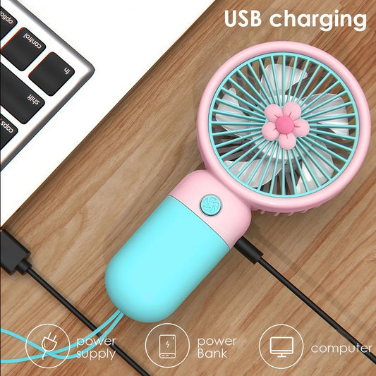 Portable Mini Rechargeable Fan | USB Desktop Stand Fan with Battery, Fast Charging & Premium Box