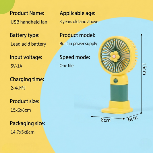 Portable Mini Rechargeable Fan | USB Desktop Stand Fan with Battery, Fast Charging & Premium Box