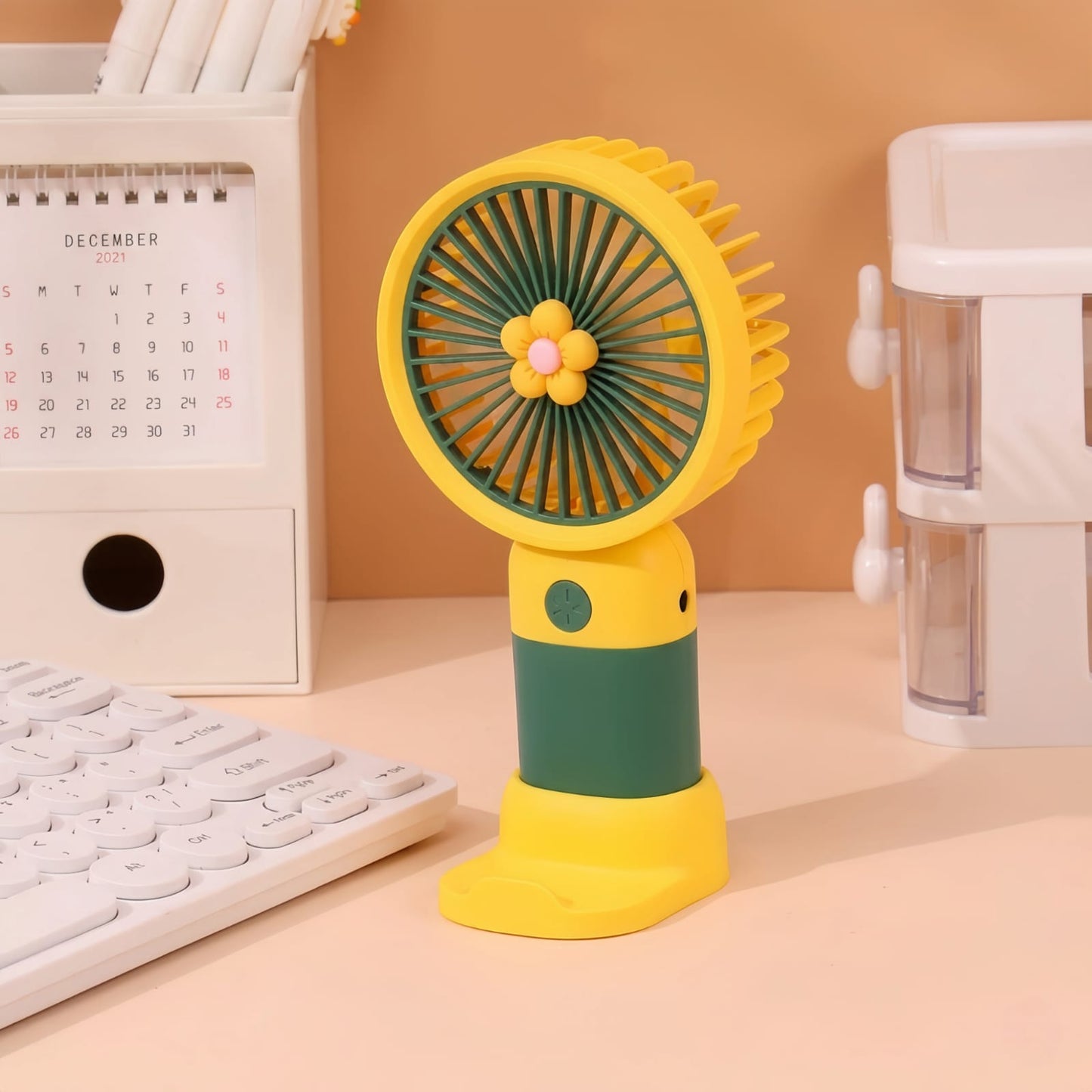 Portable Mini Rechargeable Fan | USB Desktop Stand Fan with Battery, Fast Charging & Premium Box
