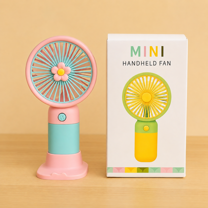 Portable Mini Rechargeable Fan | USB Desktop Stand Fan with Battery, Fast Charging & Premium Box