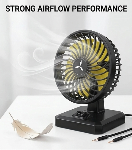 Portable AC/DC Table Fan | 12V Car & 220V Home Mini Desk Fan (8x6 Inches)