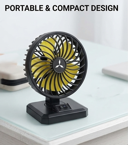 Portable AC/DC Table Fan | 12V Car & 220V Home Mini Desk Fan (8x6 Inches)
