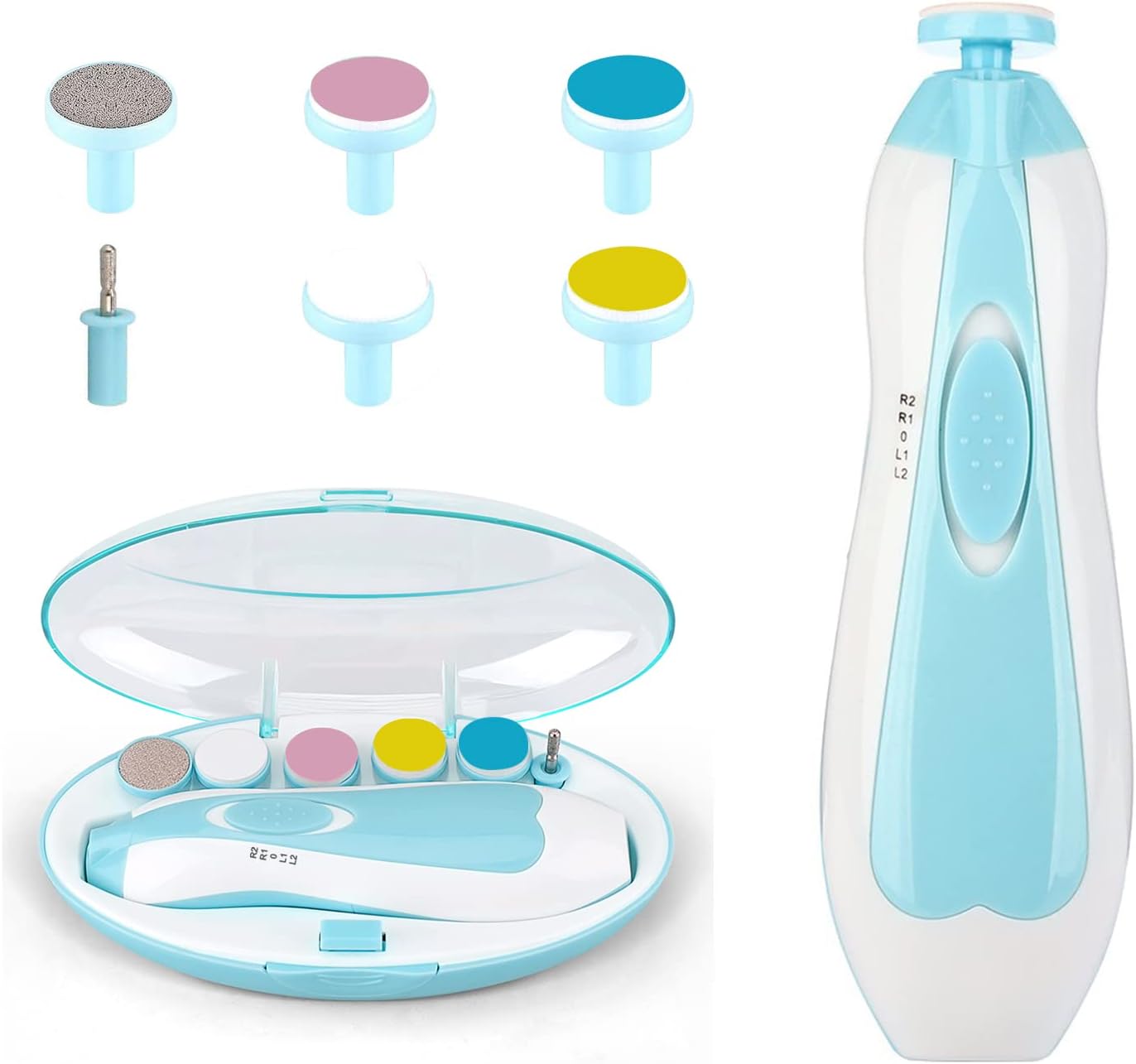 Premium 6-in-1 Electric Baby Nail Trimmer Set | Safe Infant Nail Filer with Storage Case