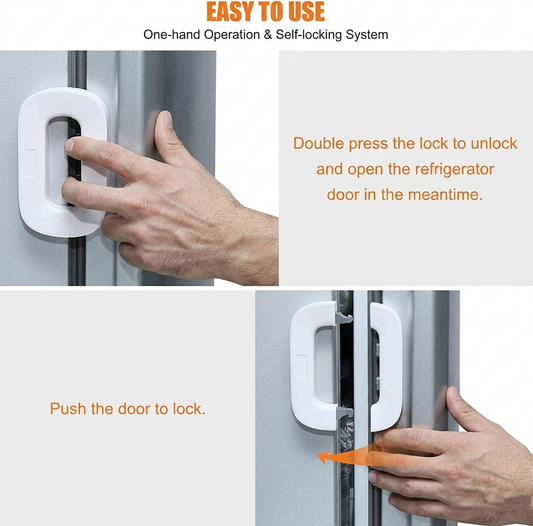 Premium Refrigerator Child Safety Lock | Self-Adhesive Baby Proof Fridge & Freezer Door Lock (ABS + 3M VHB Tape)