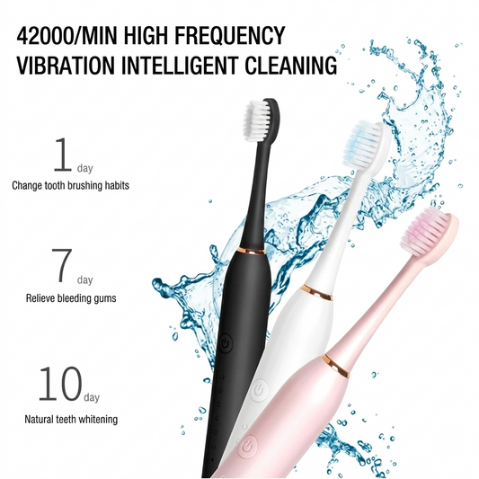 Rechargeable Electric Toothbrush | Sonic Deep Cleaning Toothbrush with Soft Bristles & Type-C Charging