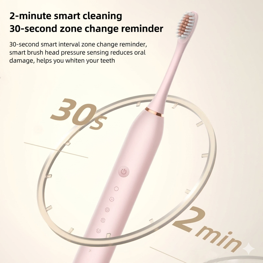 Rechargeable Electric Toothbrush | Sonic Deep Cleaning Toothbrush with Soft Bristles & Type-C Charging