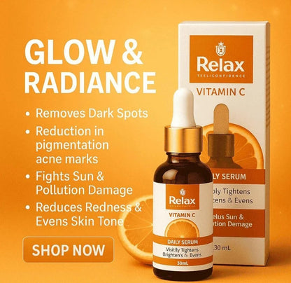 Relax Vitamin C Daily Serum 30ml | Brightening & Anti-Aging Face Serum for Radiant Skin