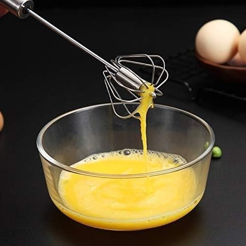 Semi-Automatic Hand Push Egg Beater | Stainless Steel Manual Whisk Mixer (30.5 x 6.5 cm)