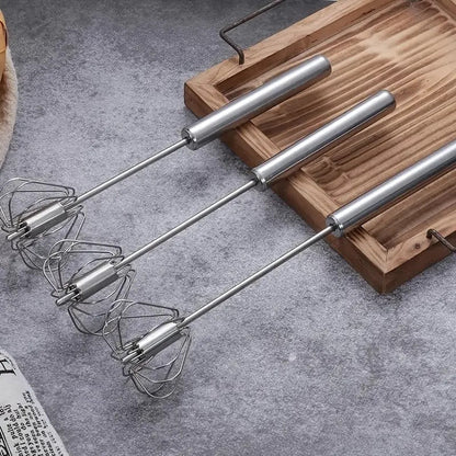 Semi-Automatic Hand Push Egg Beater | Stainless Steel Manual Whisk Mixer (30.5 x 6.5 cm)