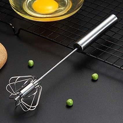 Semi-Automatic Hand Push Egg Beater | Stainless Steel Manual Whisk Mixer (30.5 x 6.5 cm)