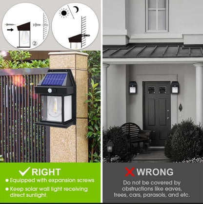 Motion Solar Interaction Wall Lamp BK-888 | Waterproof Outdoor Motion Sensor Solar LED Lantern