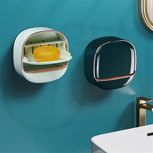 Wall-Mounted Soap Holder with Drain Tray | Waterproof Soap Dish Organizer (Random Color)