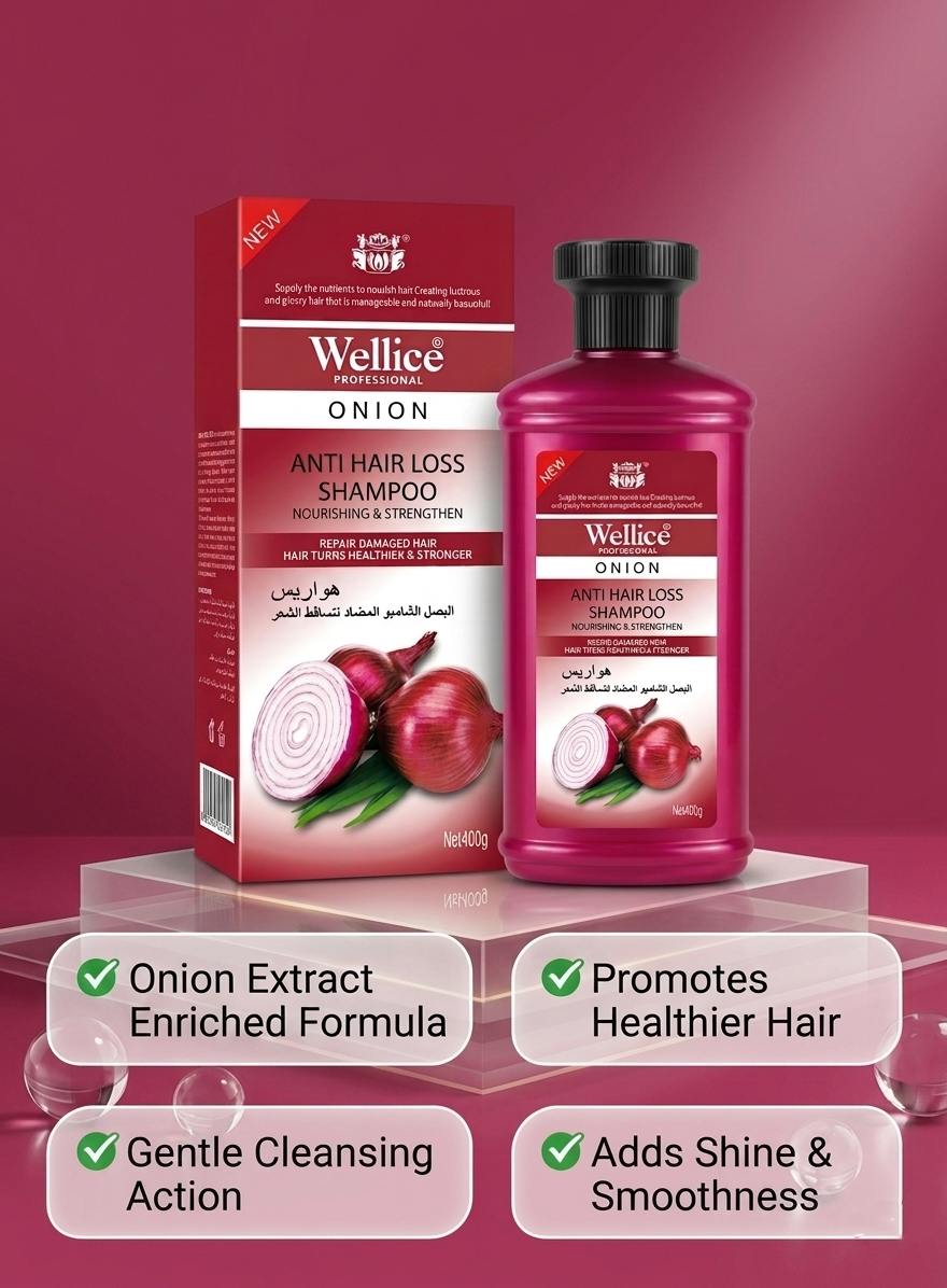 Wellice Professional Onion Anti Hair Loss Shampoo 400g | Strengthening & Nourishing Hair Care Shampoo